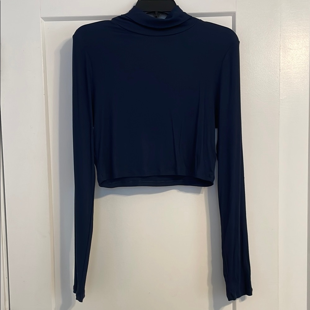 Navy Blue Women's Long Sleeve Turtleneck Top from Aritzia